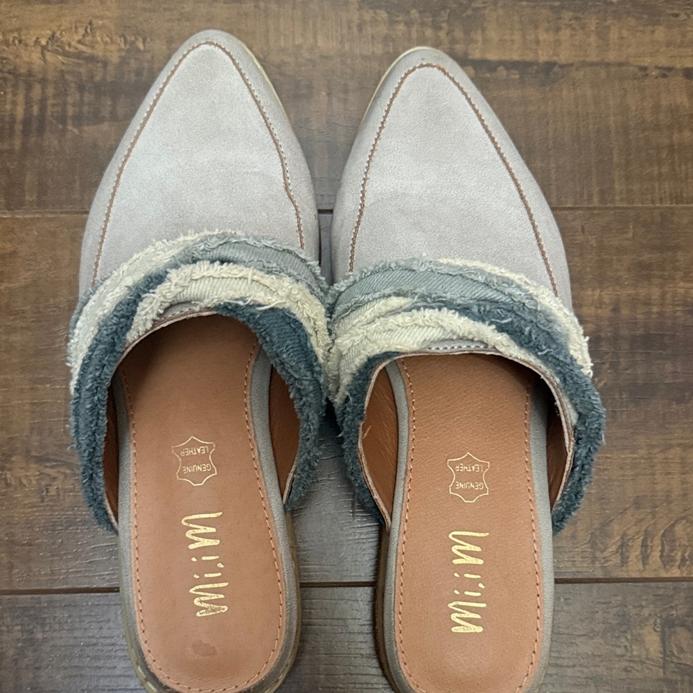 MIA Gray and Cream Mules